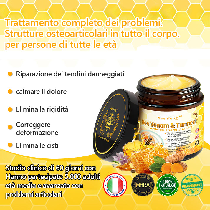 💥Aeehfeng™💥 Crema per il trattamento dell'artrite con veleno d'api e curcuma—specializzata in condizioni ortopediche e dolori articolari 🐝🐝